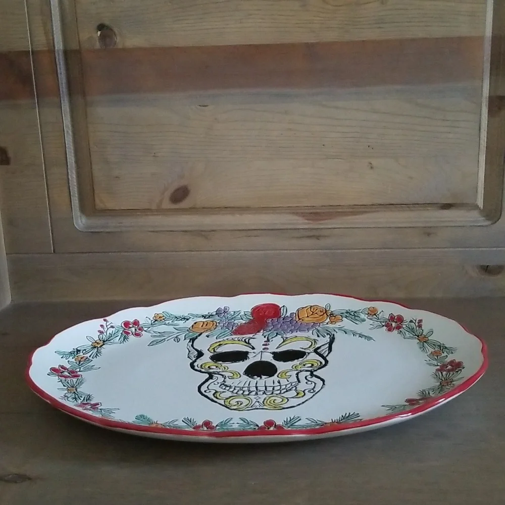 Spectrum Designz Day of the Dead Oval Platter